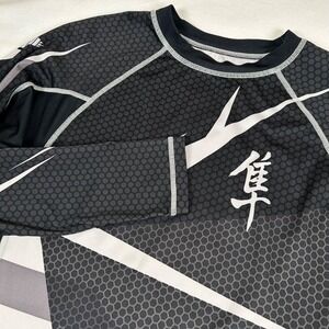 Hayabusa RashGuard Shirt‎ Mens XL Black Compression Jiu Jitsu Stretch